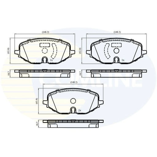 Comline 4 x Front Brake Pad Set fits Audi A3 2019-2020