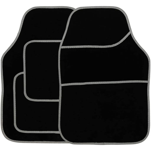 Streetwize Standard Universal Mat Set - Velour - Black/Silver Binding - 4 Piece Streetwize  - Dynamic Drive