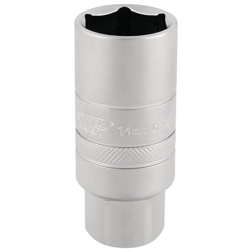 Draper 14mm Thread 6 Point Satin Chrome Spark Plug Socket, 3/8" Sq. Dr., 21mm Draper - Dynamic Drive