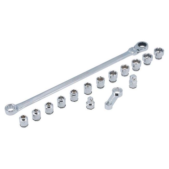 Laser Extra Long Flexible Ratchet Wrench/Socket Set 16pc 8662 Laser - Dynamic Drive