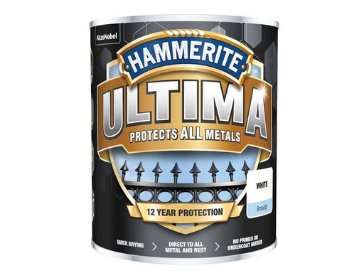 Hammerite Ultima Metal Paint Smooth White 750ml Hammerite - NN4 Online