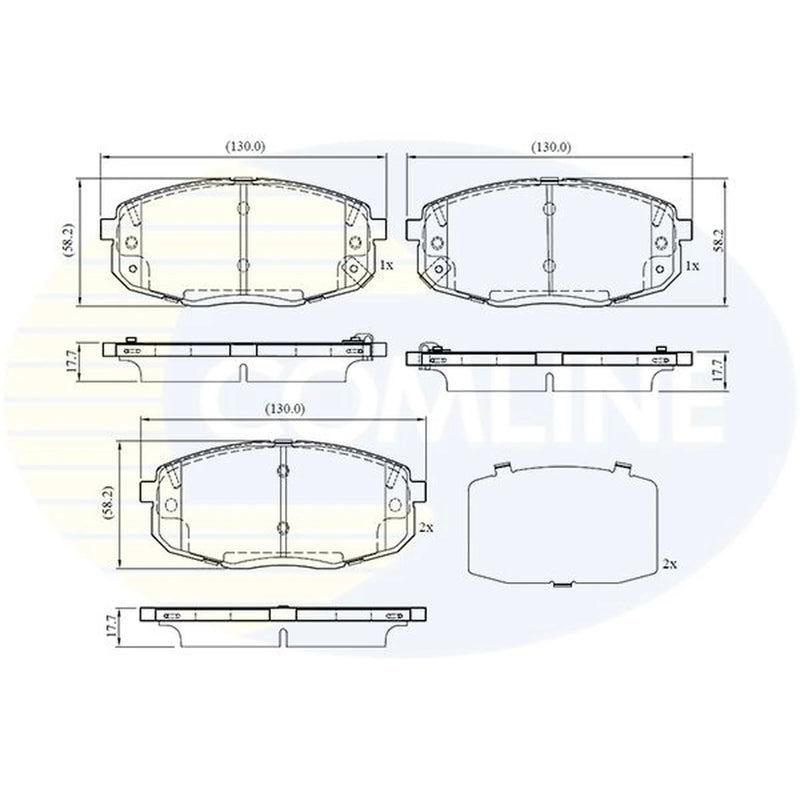 Comline 4 x Front Brake Pad Set fits Hyundai Kona 2017-2023 1.0 1.6
