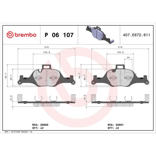 Brembo 4 x Front Brake Pad Set fits BMW 2 2022 on