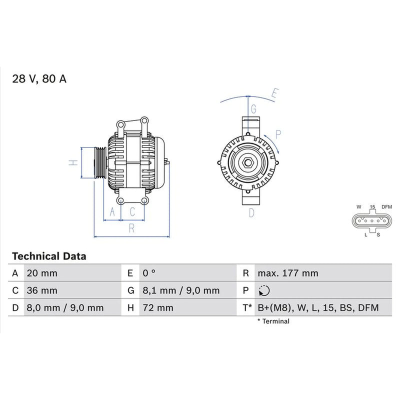 Bosch Car Alternator 12V fits Scania 4 - Series 1999-2004