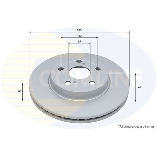 Comline 2 x Internally Vented Brake Discs fits Toyota Yaris 2020 on 1.0