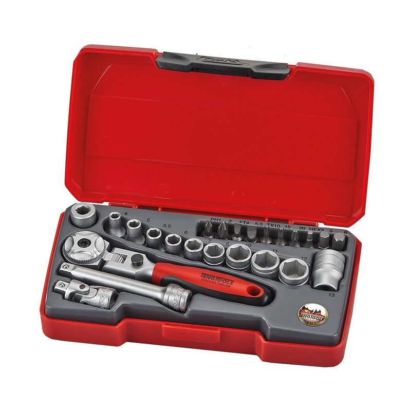 Teng Tools 1/4" Socket Set Flexible Ratchet 6 pt 20 Pieces Teng Tools - Dynamic Drive