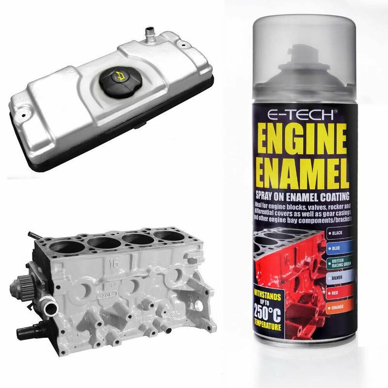 E-Tech Silver Engine Enamel Spray On 400ml Heat Resistant High Temp Paint E-Tech - Dynamic Drive