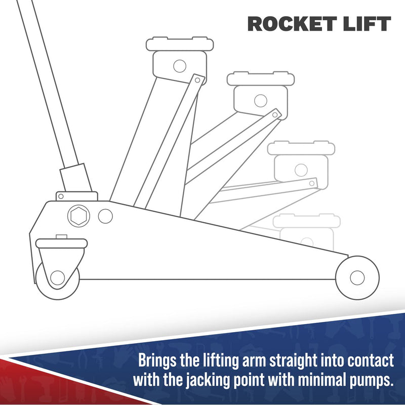 Viking Low Profile Professional Long Reach Trolley Jack with Rocket Lift 2 Tonne Viking - Dynamic Drive