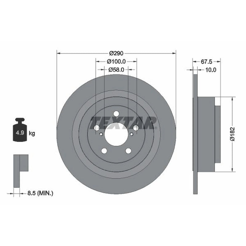 Textar 2 x Solid Rear Brake Discs 92158800-x2