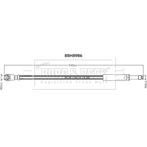 Borg & Beck Brake Hydraulic Hose Line Rear Right BBH8986