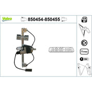 Valeo Electric Window Regulator Lifter Right Rear 850455