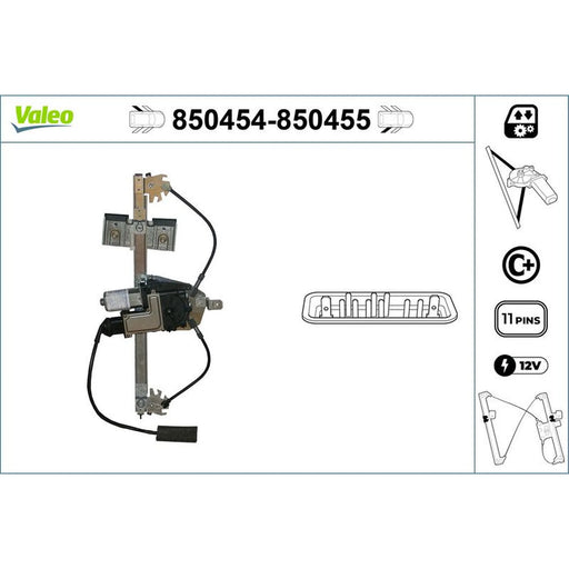 Valeo Electric Window Regulator Lifter Right Rear 850455