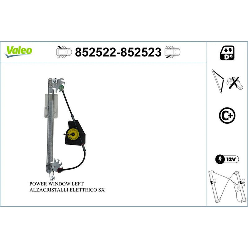 Valeo Electric Window Regulator Lifter Right Rear 852523