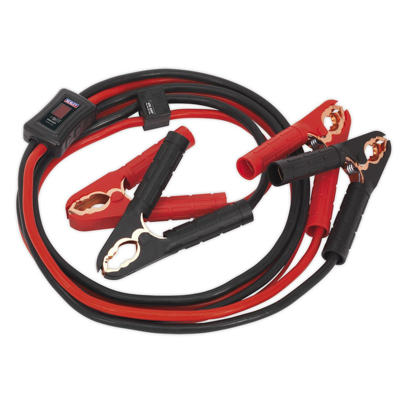 Sealey Booster Cables Car Van Jump Leads 3.5m 600A Surge Protection LED Display Sealey  - Dynamic Drive