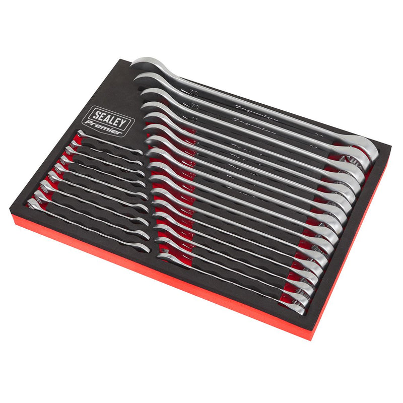 Sealey Premier Combination Spanner Set EVA Tray 6-32mm Open End Ring Metric 25pc Sealey  - Dynamic Drive