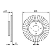 Bosch 2 x Vented Brake Discs fits Ford Fiesta V 2005-2008
