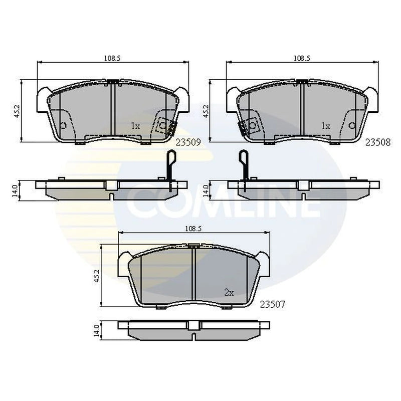 Comline 4 x Front Brake Pad Set fits Daihatsu Charade VI 2003 on 1.0