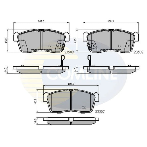 Comline 4 x Front Brake Pad Set fits Daihatsu Charade VI 2003 on 1.0