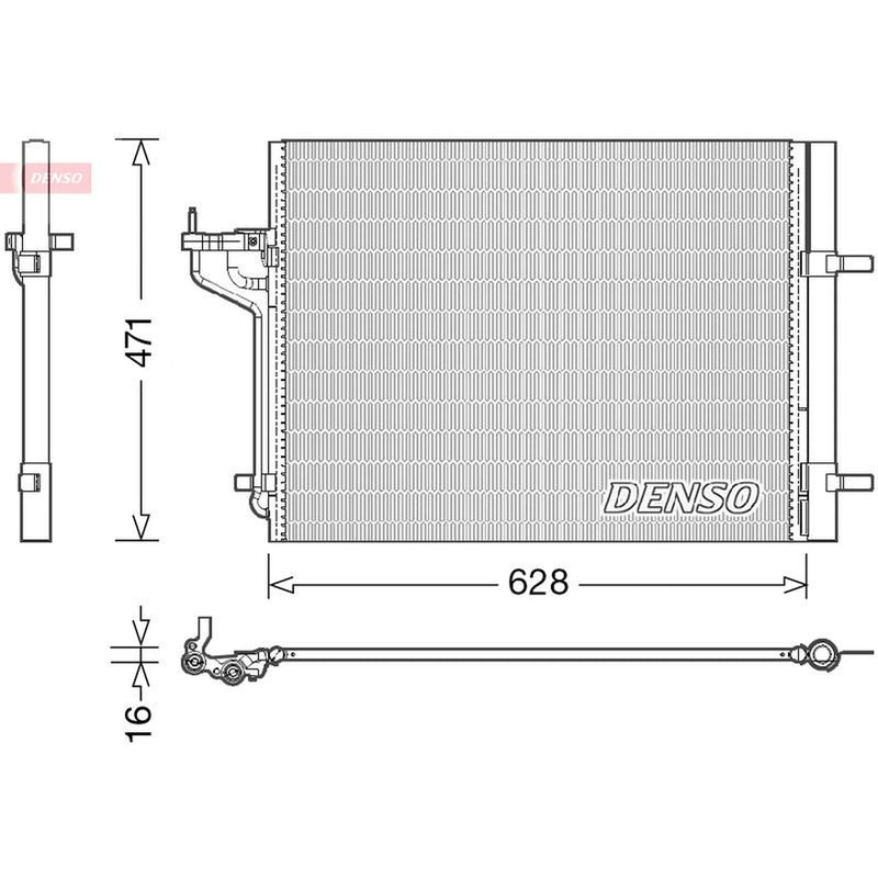 Denso Air Conditioning Condenser fits Ford C-Max II 2010-2019 1.6 2.0