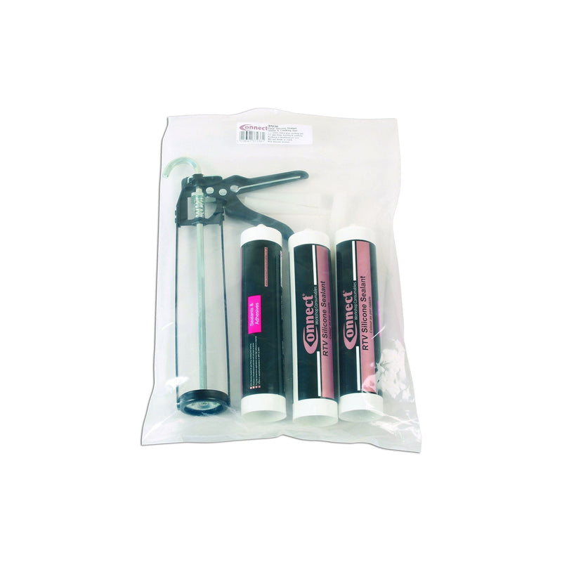 Connect Clear Silicone Sealant 300ml & Caulking Gun 37236 Connect Workshop Consumables - Dynamic Drive