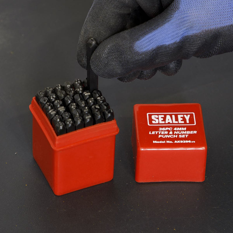 Sealey Letter & Number Punch Set 36pc 4mm AK9296 Sealey - Dynamic Drive