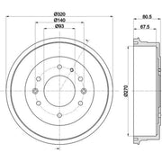 Mintex Brake Drum Assembly Rear fits Ford Ranger 1999-2012 2.2 2.5 3.0 3.2