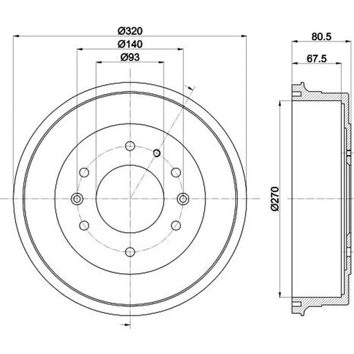Mintex Brake Drum Assembly Rear fits Ford Ranger 1999-2012 2.2 2.5 3.0 3.2