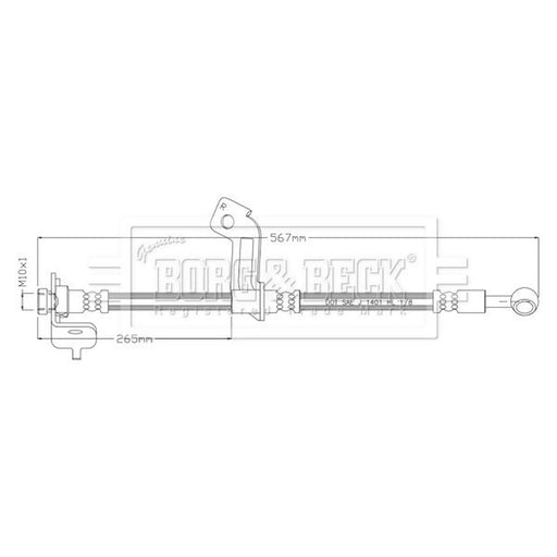Borg & Beck Brake Hydraulic Hose Line Front Right BBH8899