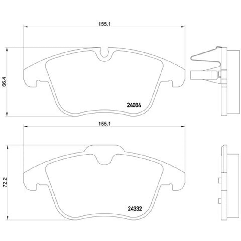 Brembo 4 x Front Brake Pad Set fits Citroën C5 I Estate 2002-2004 2.0