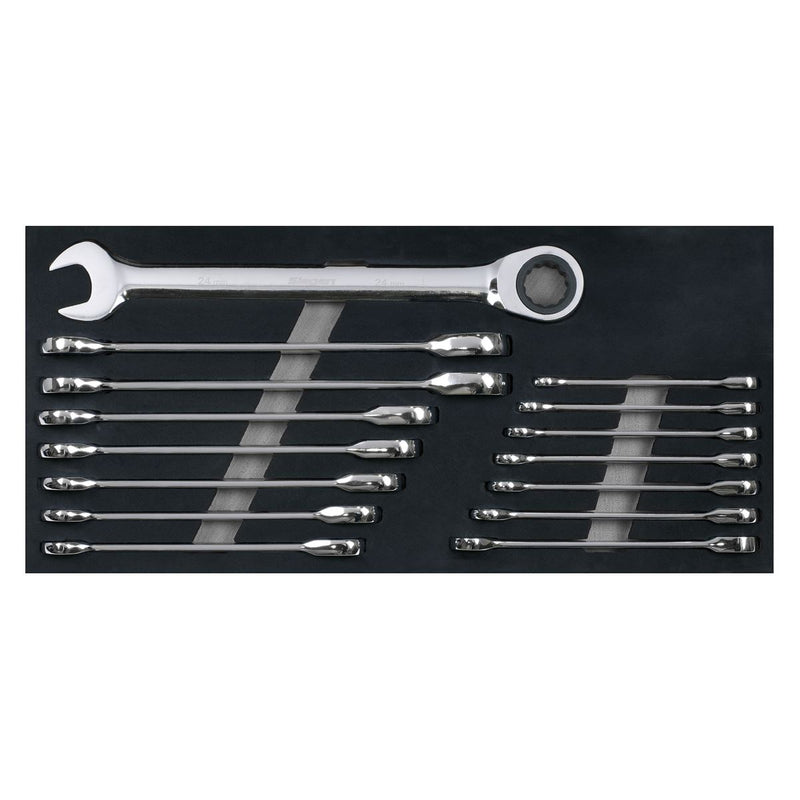 Sealey Combination Ratchet Spanner Set 15pc Metric S01247 Sealey - Dynamic Drive