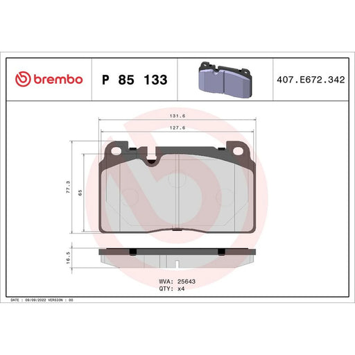 Brembo 4 x Front Brake Pad Set fits Audi Q5 2008-2017 2.0 3.0