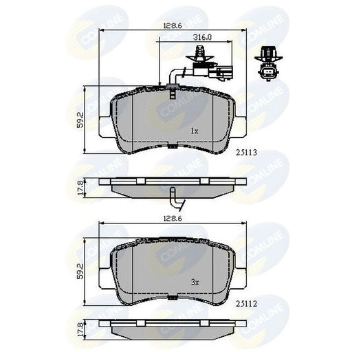 Comline 4 x Rear Brake Pad Set fits Nissan Interstar 2021-2024
