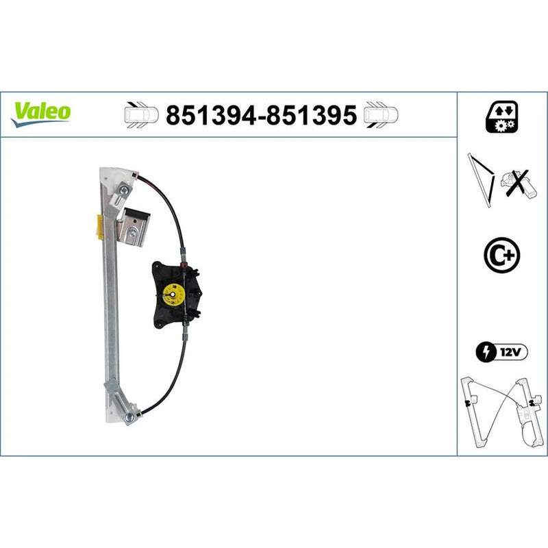 Valeo Electric Window Regulator Lifter Right Rear 851395