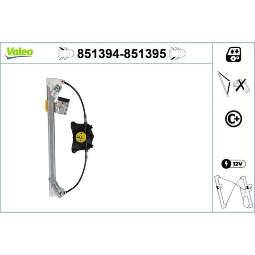 Valeo Electric Window Regulator Lifter Right Rear 851395
