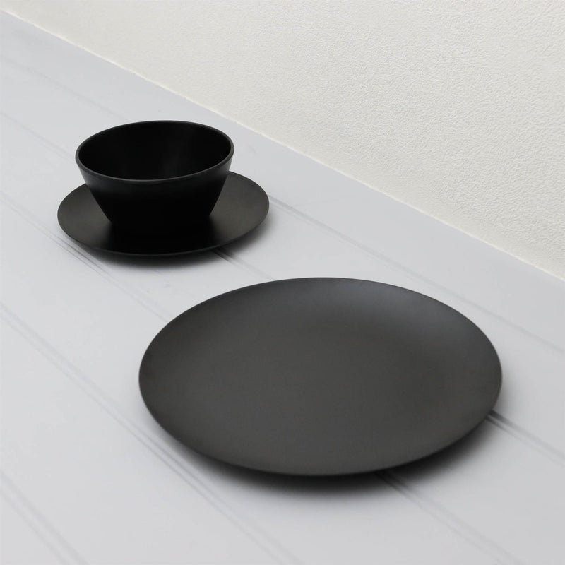 Premium 12-Piece Melamine Set Black Shale Durable Tableware Camping/Pinic/Caravn Leisurewize  - Dynamic Drive