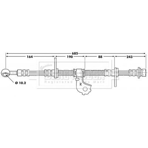 Borg & Beck Brake Hydraulic Hose Line Front Right BBH6698