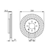 Bosch 2 x Vented Brake Discs fits Honda Jazz II 2002-2008 1.2 1.3 1.4