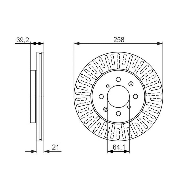 Bosch 2 x Vented Brake Discs fits Honda Jazz II 2002-2008 1.2 1.3 1.4
