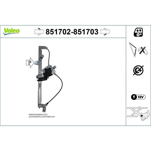 Valeo Electric Window Regulator Lifter Left Front 851702