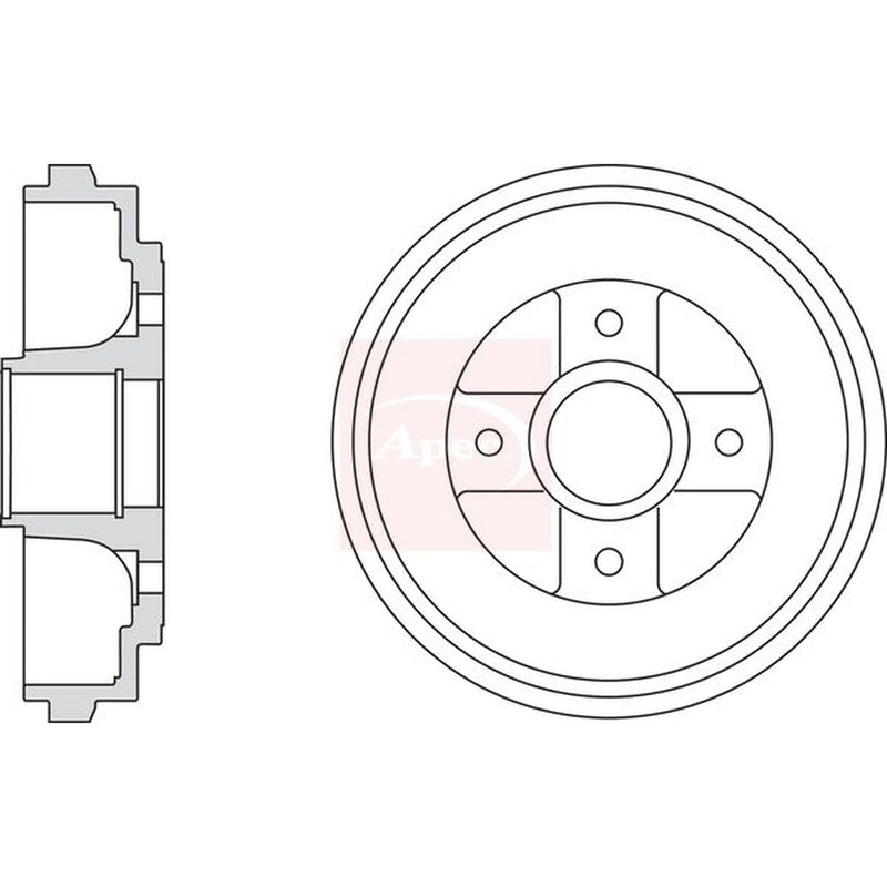 Apec Brake Drum Assembly Rear fits Opel Agila A 2000-2007 1.0 1.2 1.3