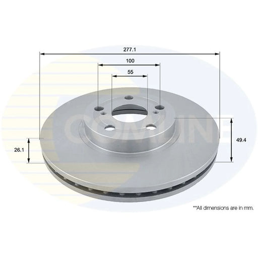 Comline 2 x Brake Discs fits Toyota Avensis 2003-2008 1.6 1.8 2.0 2.4