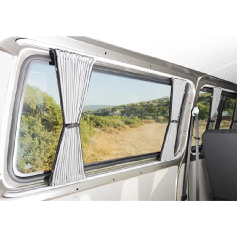 VW Tailgate Door Curtains LWB for T5/T6 Black with Rails