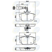 Comline 4 x Rear Brake Pad Set fits VW Transporter 1990-2003 1.9 2.0 2.4 2.5 2.8