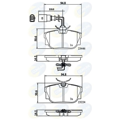 Comline 4 x Rear Brake Pad Set fits VW Transporter 1990-2003 1.9 2.0 2.4 2.5 2.8