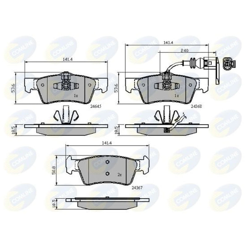 Comline 4 x Rear Brake Pad Set fits VW Multivan 2003-2015 1.9 2.0 2.5 3.2
