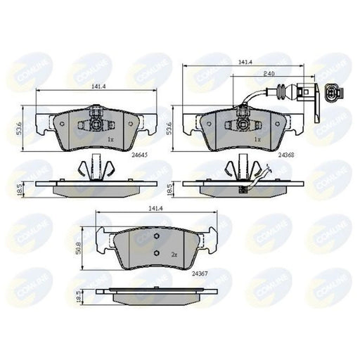 Comline 4 x Rear Brake Pad Set fits VW Multivan 2003-2015 1.9 2.0 2.5 3.2