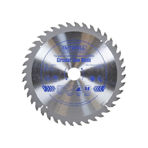 Faithfull TCT Cordless Trimsaw Blade 165 x 20mm x 40T POS Faithfull - Dynamic Drive
