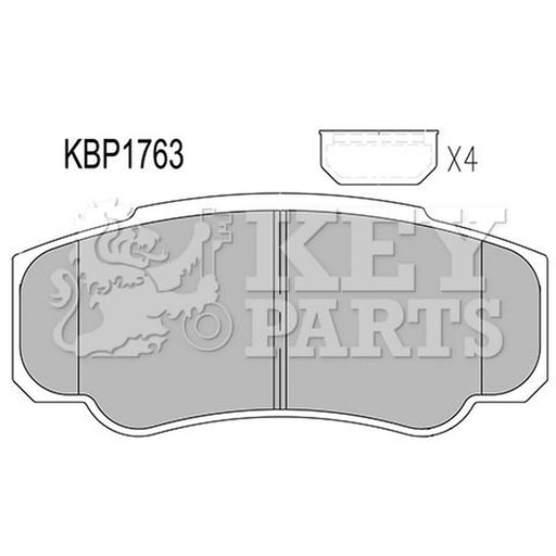 Key Parts 4 x Rear Brake Pad Set fits Citroën Relay II 2002-2006 2.0 2.2 2.8