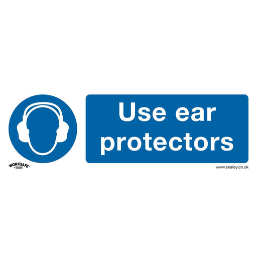 Sealey Mandatory Safety Sign Use Ear Protectors Self-Adhesive Vinyl Pack of 10 Sealey - Dynamic Drive