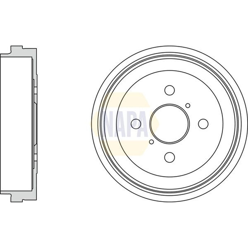 NAPA 2 x Brake Drums fits Toyota Yaris/Vitz 1999-2005 1.0 1.3 1.4